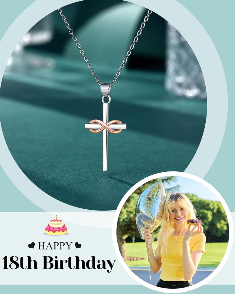 UPROMI Happy 10th/11th/12th/13th/14th/15th/16th/17th/18th/21st Birthday Gifts for Girls Her, Cross Necklace Birthday Gift Ideas - Image 2